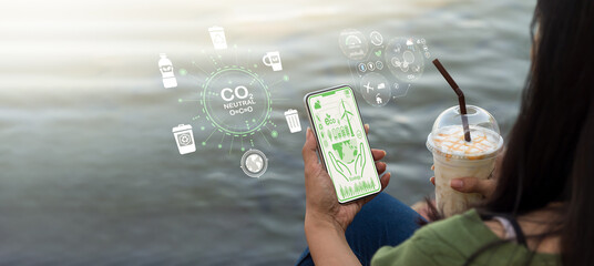 Renewable energy and long-term development The concept of lowering CO2 emissions. Green businesses that use renewable energy can help to mitigate climate change and global warming.