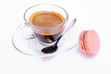 colazione con caffè e macaron, breakfast with coffee and macaron 