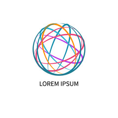 Networking logo, round abstract business icon