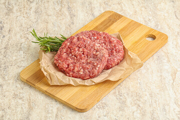 Raw beef burger cutlet for grill