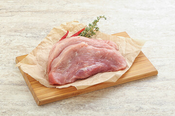 Raw pork schnitzel for roast