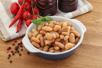 Whinte canned kidney beans in the bowl