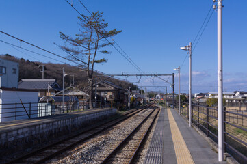 Fototapeta na wymiar Scenery of JR Ichiba Station, Ono City, Hyogo Prefecture.