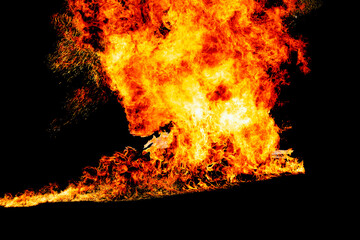 Obraz premium Abstract fire flames isolated on a black background.