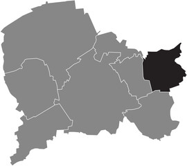 Black flat blank highlighted location map of the 
NEUENBEKEN DISTRICT inside gray administrative map of Paderborn, Germany