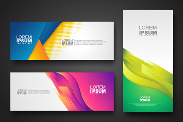 Banner set design template in trendy dynamic gradient colors