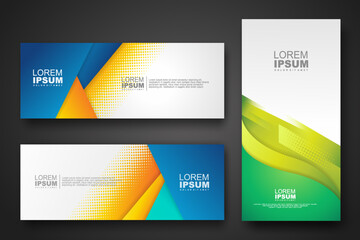 Banner set design template in trendy dynamic gradient colors