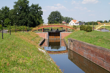 Kozle Lock (Śluza Koźle) and barrage or water step on the Odra river in Kędzierzyn-Koźle.