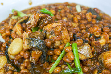 A delicious Chinese dish, braised bullfrog with soybeans