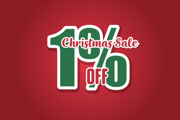 Christmas sales 1 on red background. Price labele sale promotion market. store offer