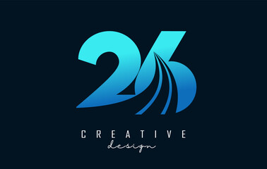 Creative number 1 logo with leading lines and road concept design. Letter with geometric design. Vector Illustration with number and creative cuts.