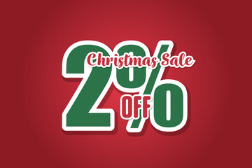 Christmas sales 2 on red background. Price labele sale promotion market. tag shop