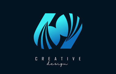 Creative number 69 logo with leading lines and road concept design. Letter with geometric design. Vector Illustration with number and creative cuts.
