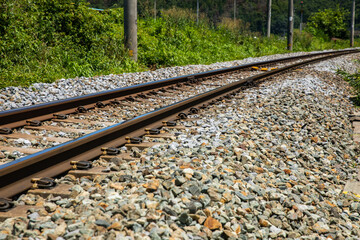 田舎に一直線に伸びる線路 　レール 　rail　line