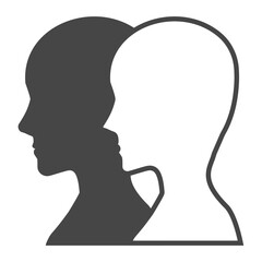 二人の人物　横顔　輪郭　シルエット