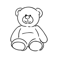 Hand drawn isolated Teddy bear. Doodle vector illustration
