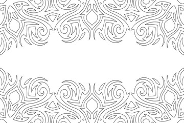 Art for coloring book with vintage tribal border