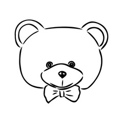 Hand drawn isolated Teddy bear. Doodle vector illustration
