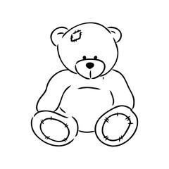 Hand drawn isolated Teddy bear. Doodle vector illustration