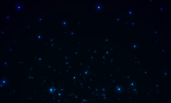 3d realistic vector icon. Blue night sky with sparkling glowing stars.