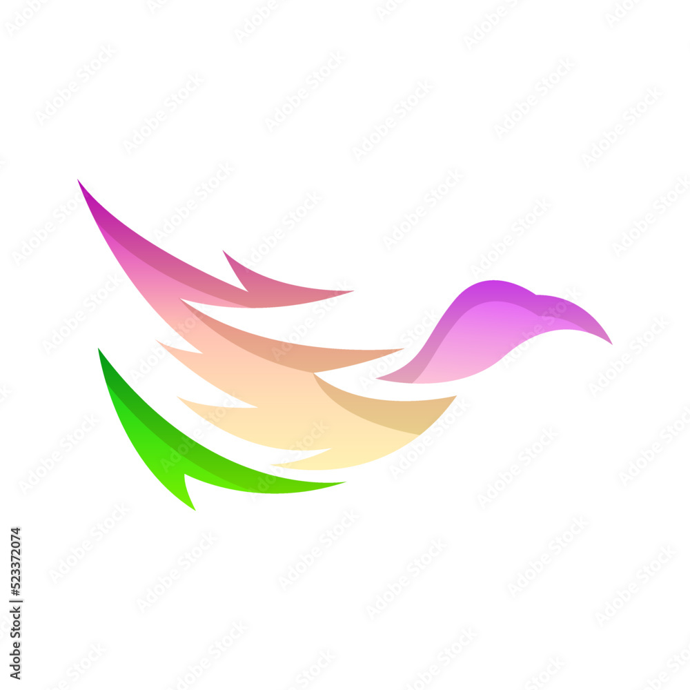Poster abstract minimatistic gradient bird wings fly logotype symbol sign symbol vector design style icon t