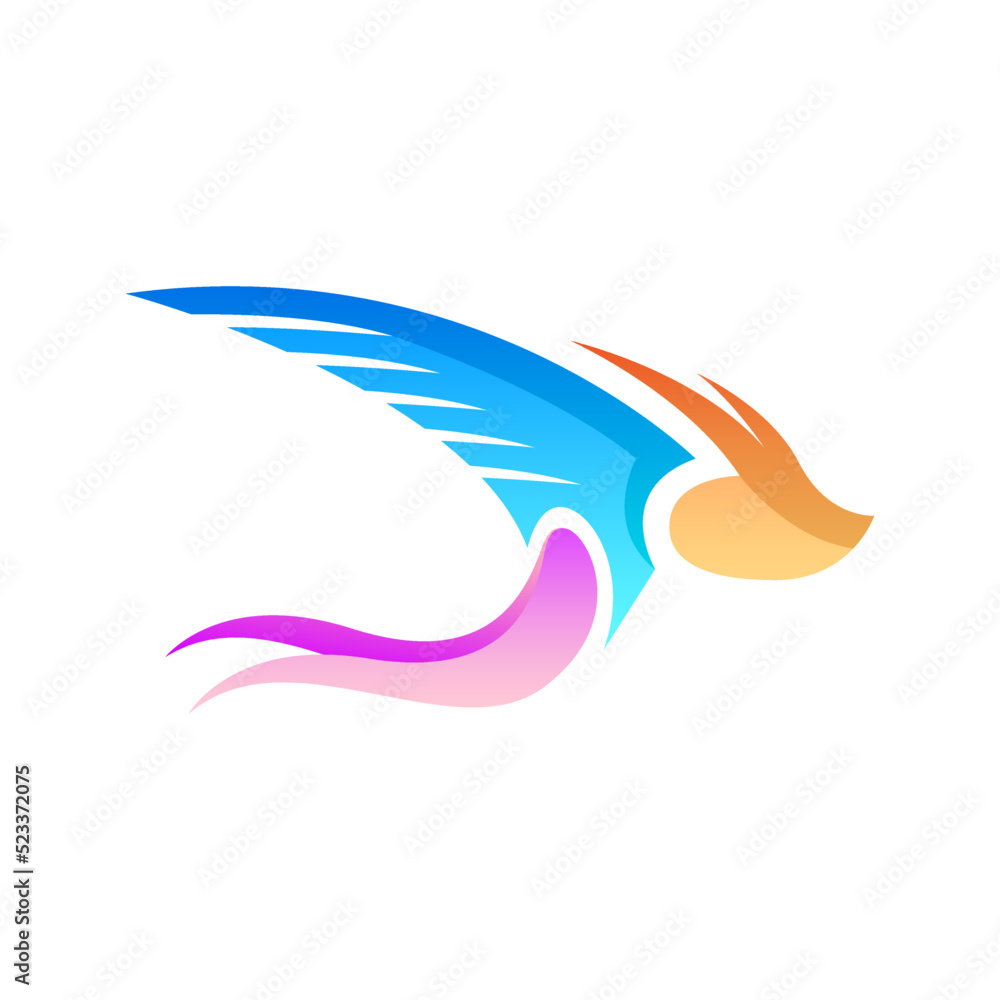 Poster abstract minimatistic gradient bird wings fly logotype symbol sign symbol vector design style icon t
