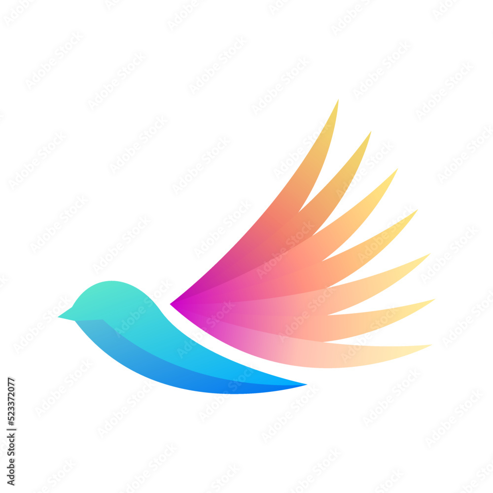 Poster abstract minimatistic gradient bird wings fly logotype symbol sign symbol vector design style icon t