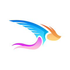 Abstract Minimatistic Gradient Bird Wings Fly Logotype Symbol Sign Symbol Vector Design Style Icon Template Concept