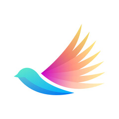 Abstract Minimatistic Gradient Bird Wings Fly Logotype Symbol Sign Symbol Vector Design Style Icon Template Concept