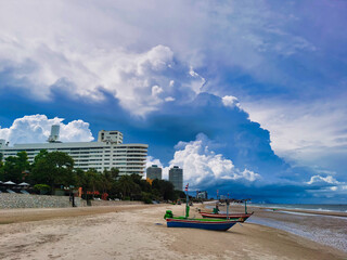 Beautiful clouds over the beach of Hua Hin, Thailand.