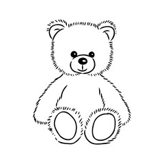 Hand drawn isolated Teddy bear. Doodle vector illustration