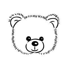 Hand drawn isolated Teddy bear. Doodle vector illustration