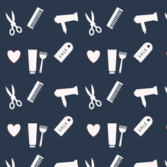 Seamless pattern with white icons for salon.