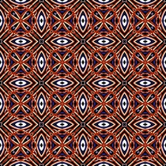 Fototapeten eye and  red flower seamless fabric and ikat fabric graphic pattern background, decoration textiel element. © emodpk