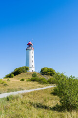 Fototapeta na wymiar Insel Hiddensee, Germany. 12. August. 2022. Lighthouse Dornbusch of Hiddensee Island Baltic coast.