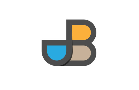 3d colorful combined letter jb logo design