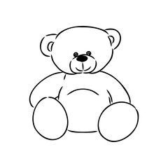 Hand drawn isolated Teddy bear. Doodle vector illustration