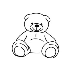 Obraz premium Hand drawn isolated Teddy bear. Doodle vector illustration