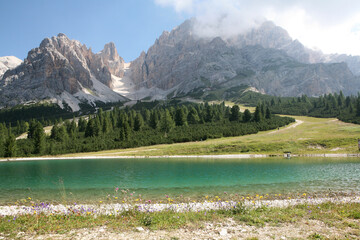 Lake in the Faloria, Dolomites Mountains, Italy - 523373653