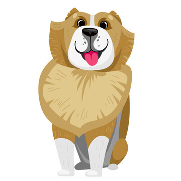 Vector cartoon cute funny dog. Breed central asian sheperd