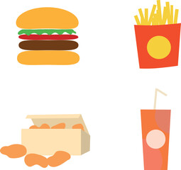 fast food icon set