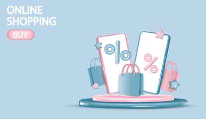 Online shopping on application and website concept.