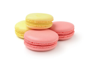 Heap of colorful cakes isolated.