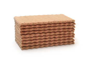 Stack of rye crispy bread isolated.