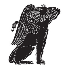 Heraldic griffin vector silhouette