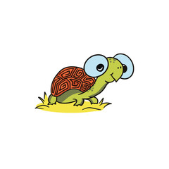 Cute Turtle Drawing, vector illustration 