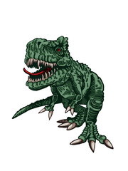 Obraz premium Vector illustration of green tyrannosaurus isolated on white background,vector color element