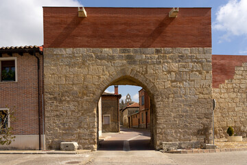 Door of the walls of Tamara ed Campos in a sunny day, Palencia, Castilla y Leon, Spain.