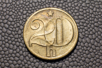 Czechoslovakia 20 heller coin close up - obrazy, fototapety, plakaty