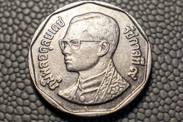 Thailand 5 baht coin close up